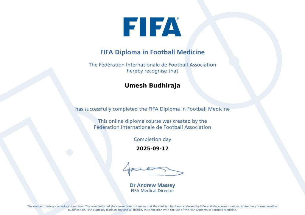fifa sports medicine diploma certificate